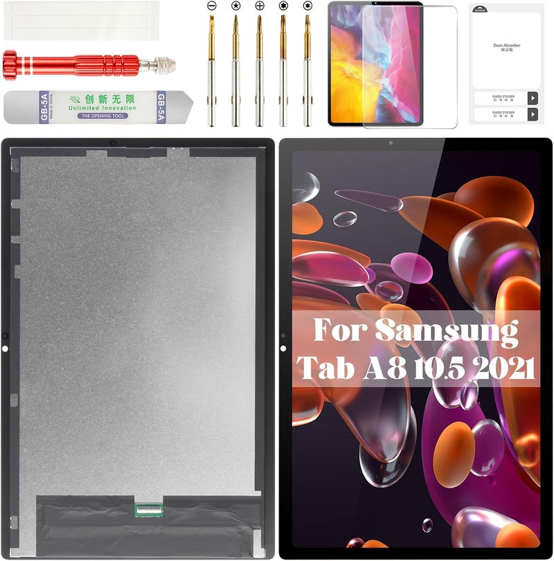 BEXUPULL استبدال شاشة لجهاز Samsung Tab A8 لجهاز Samsung Galaxy Tab A8 10.5 شاشة لمس رقمية 2021 لمجموعات إصلاح عرض LCD SM-X200 SM-X205 باللون الأسود 10.5" - Image 1